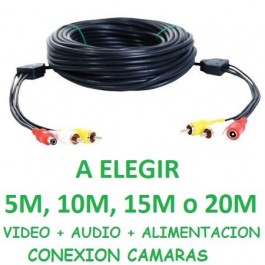 CABLE ALARGADOR RCA AUDIO Y VIDEO + 12V 15 METROS