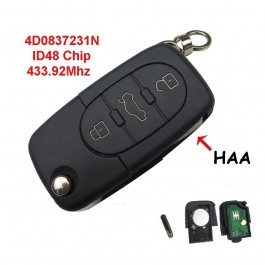 Llave Completa Audi 3 Boton 433.92mhz 4DO837231N Seat Skoda Vw Ref. 17