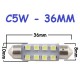 Bombilla Festoon C5W 36mm 8 Led Smd 1210 Luz Interior Matrícula Coche