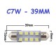 Bombilla Festoon C7W 39mm 8 Led Smd 1210 Luz Interior Matrícula Coche